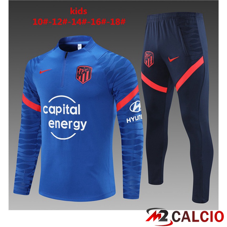 Maglie Calcio Personalizzate,Tute Calcio Squadre,Maglia Nazionale Italiana Calcio | Tuta Calcio Bambino Atletico Madrid Blu 2021/2022