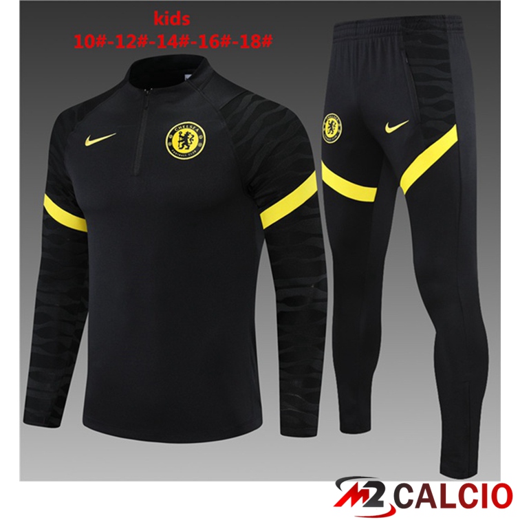 Maglie Calcio Personalizzate,Tute Calcio Squadre,Maglia Nazionale Italiana Calcio | Tuta Calcio Bambino FC Chelsea Nero 2021/2022