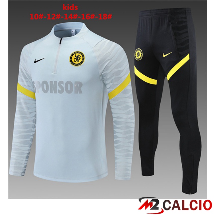 Maglie Calcio Personalizzate,Tute Calcio Squadre,Maglia Nazionale Italiana Calcio | Tuta Calcio Bambino FC Chelsea Grigio 2021/2022