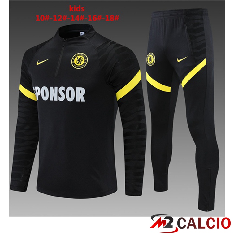 Maglie Calcio Personalizzate,Tute Calcio Squadre,Maglia Nazionale Italiana Calcio | Tuta Calcio Bambino FC Chelsea Nero 2021/2022