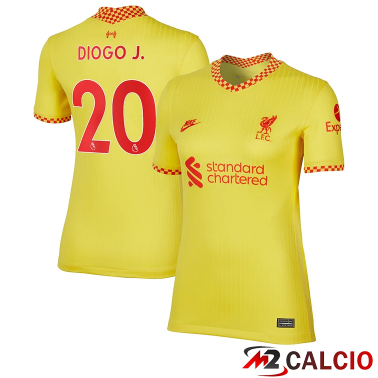 Maglie Calcio Personalizzate,Tute Calcio Squadre,Maglia Nazionale Italiana Calcio | Maglia FC Liverpool (DIOGO J. 20) Donna Terza Giallo 2021/2022
