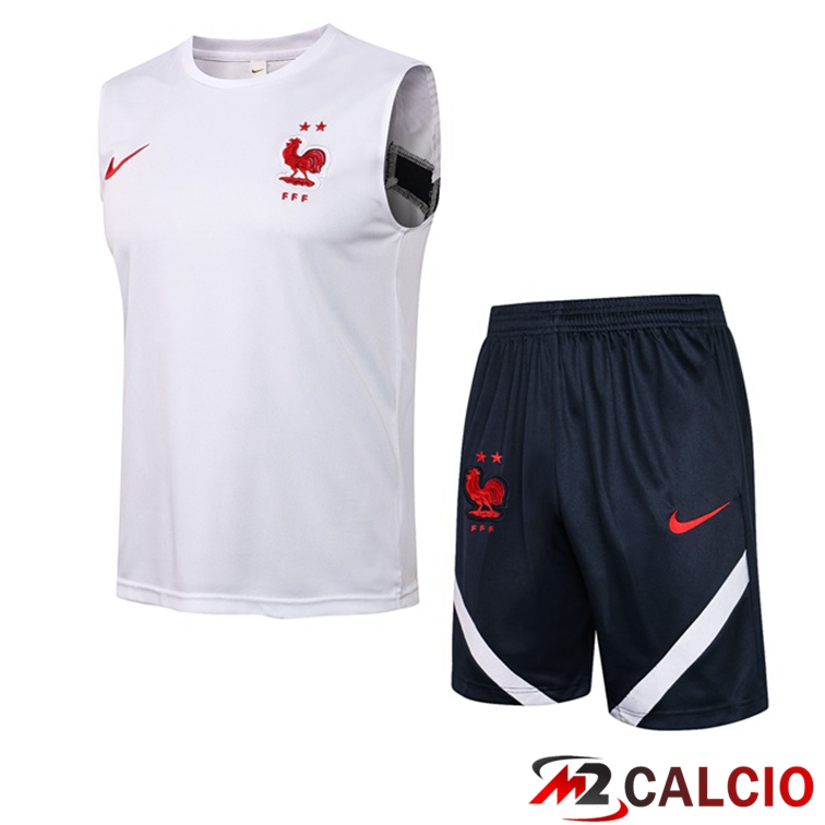 Maglie Calcio Personalizzate,Tute Calcio Squadre,Maglia Nazionale Italiana Calcio | Canotta Calcio Francia + Pantaloncini Bianco 2021/2022