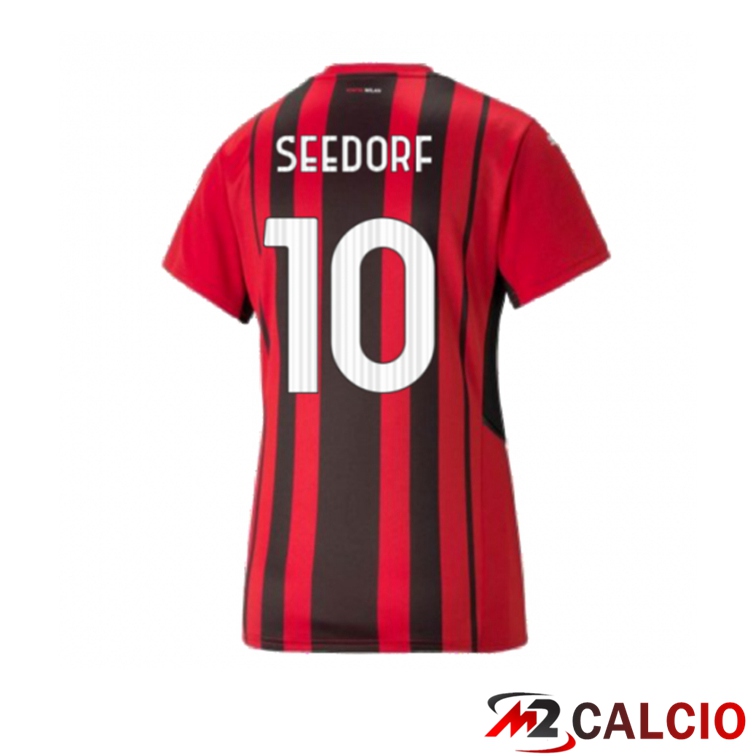 Maglie Calcio Personalizzate,Tute Calcio Squadre,Maglia Nazionale Italiana Calcio | Maglia AC Milan（BRAHIM 10）Donna Prima Rosso/Nero 2021/2022
