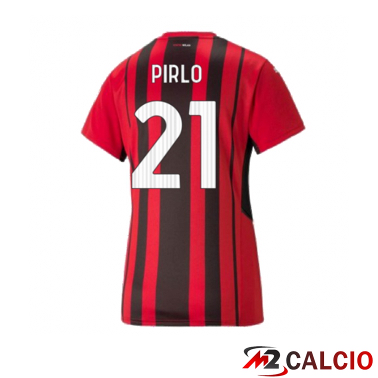 Maglie Calcio Personalizzate,Tute Calcio Squadre,Maglia Nazionale Italiana Calcio | Maglia AC Milan（PIRLO 21）Donna Prima Rosso/Nero 2021/2022