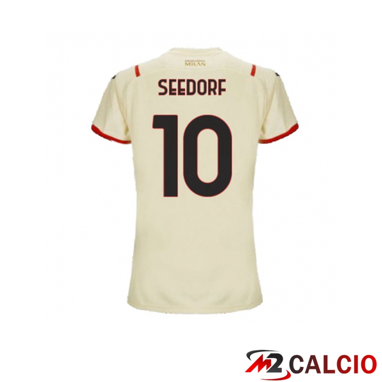 Maglie Calcio Personalizzate,Tute Calcio Squadre,Maglia Nazionale Italiana Calcio | Maglia AC Milan（BRAHIM 10）Donna Seconda Beige 2021/2022