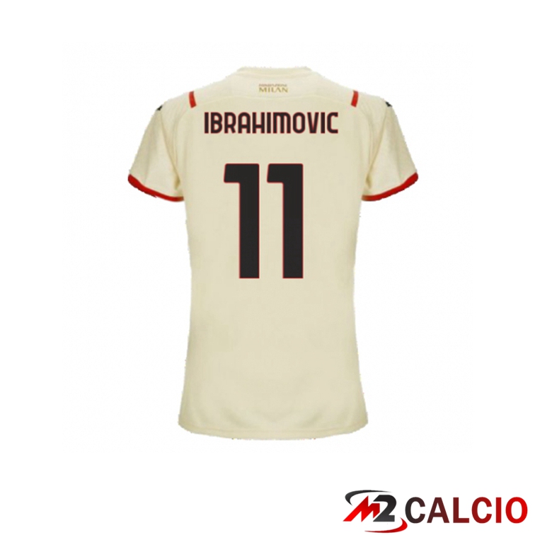 Maglie Calcio Personalizzate,Tute Calcio Squadre,Maglia Nazionale Italiana Calcio | Maglia AC Milan（IBRAHIMOVIC 11）Donna Seconda Beige 2021/2022