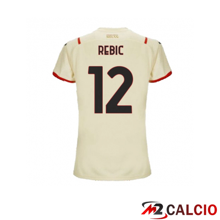 Maglie Calcio Personalizzate,Tute Calcio Squadre,Maglia Nazionale Italiana Calcio | Maglia AC Milan（A.REBIC 12）Donna Seconda Beige 2021/2022