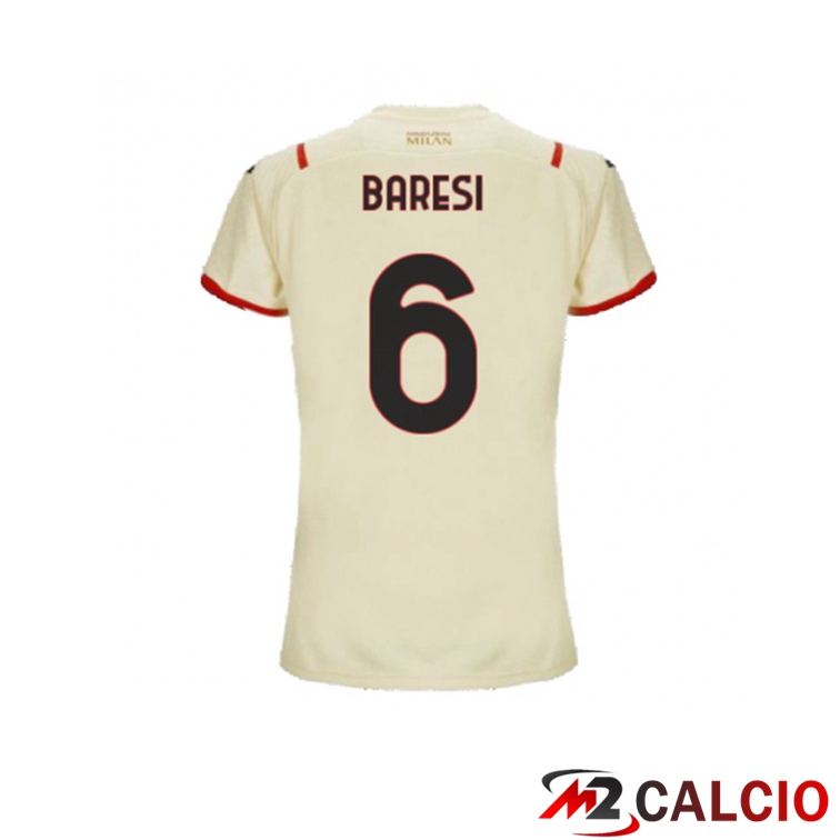 Maglie Calcio Personalizzate,Tute Calcio Squadre,Maglia Nazionale Italiana Calcio | Maglia AC Milan（BARESI 6）Donna Seconda Beige 2021/2022