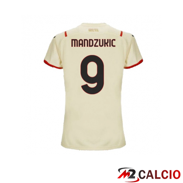Maglie Calcio Personalizzate,Tute Calcio Squadre,Maglia Nazionale Italiana Calcio | Maglia AC Milan（GIROUD 9）Donna Seconda Beige 2021/2022