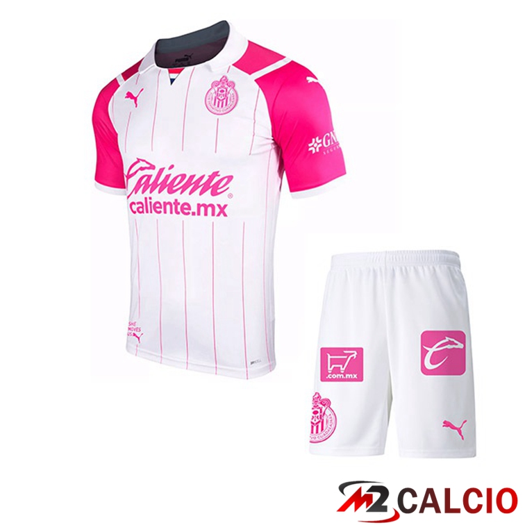 Maglie Calcio Personalizzate,Tute Calcio Squadre,Maglia Nazionale Italiana Calcio | Maglia CD Guadalajara Bambino Special Edition Rosa Bianco 2021/22