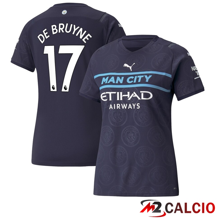 Maglie Calcio Personalizzate,Tute Calcio Squadre,Maglia Nazionale Italiana Calcio | Maglia Manchester City (DE BRUYNE 17) Donna Terza Nero 2021/2022