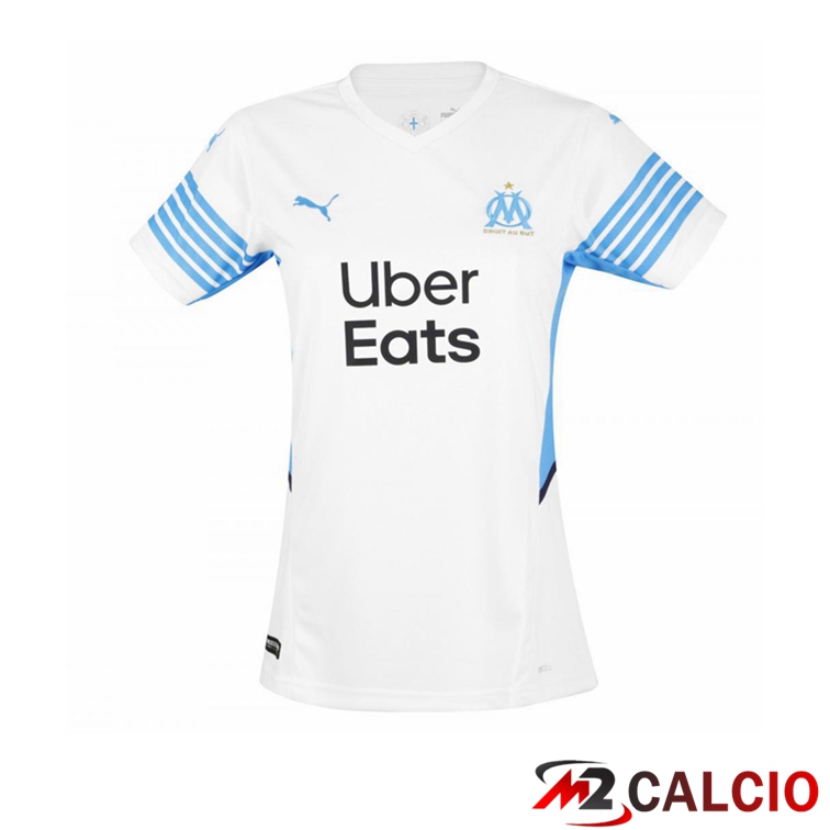 Maglie Calcio Personalizzate,Tute Calcio Squadre,Maglia Nazionale Italiana Calcio | Maglia Olympique Marsiglia Donna Prima Bianco/Blu 2021/2022