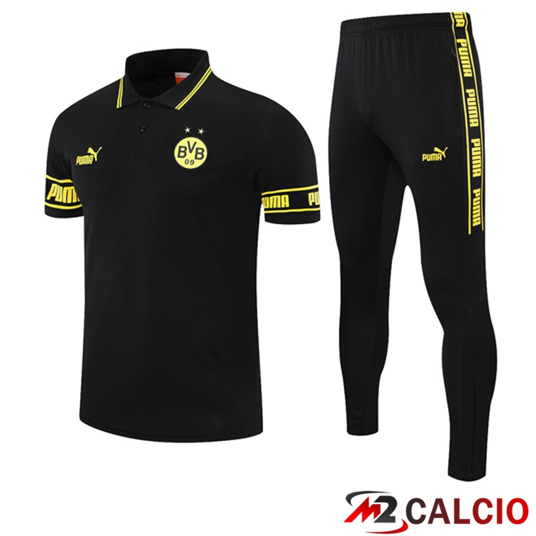 Maglie Calcio Personalizzate,Tute Calcio Squadre,Maglia Nazionale Italiana Calcio | Maglia Polo Dortmund + Pantaloni Nero 2021/2022