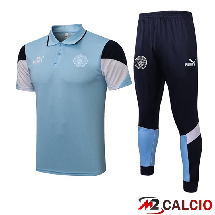 Maglie Calcio Personalizzate,Tute Calcio Squadre,Maglia Nazionale Italiana Calcio | Maglia Polo Manchester City + Pantaloni Blu 2021/2022