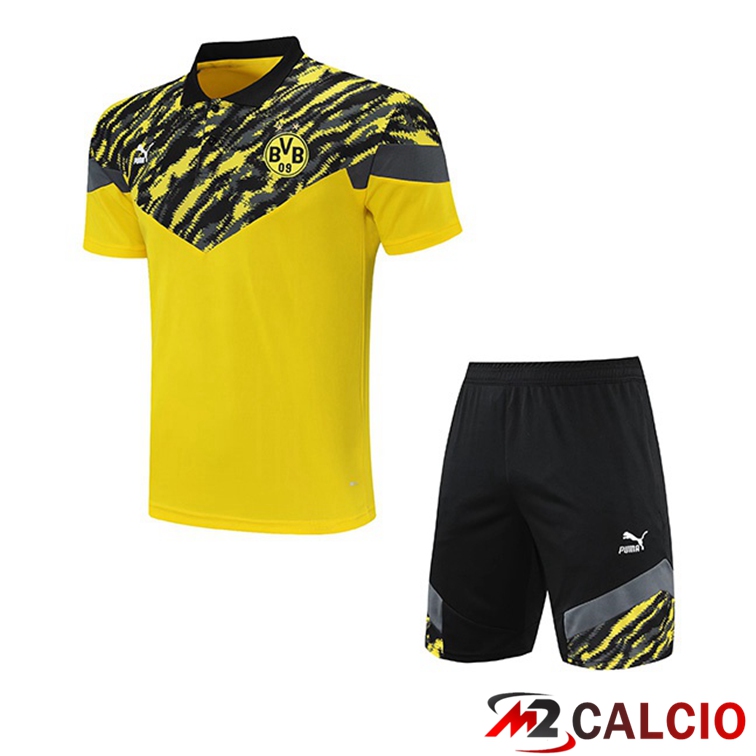 Maglie Calcio Personalizzate,Tute Calcio Squadre,Maglia Nazionale Italiana Calcio | Maglia Polo Dortmund + Pantaloncini Giallo 2021/2022