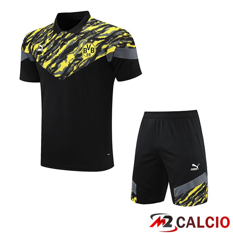 Maglie Calcio Personalizzate,Tute Calcio Squadre,Maglia Nazionale Italiana Calcio | Maglia Polo Dortmund + Pantaloncini Nero Giallo 2021/2022