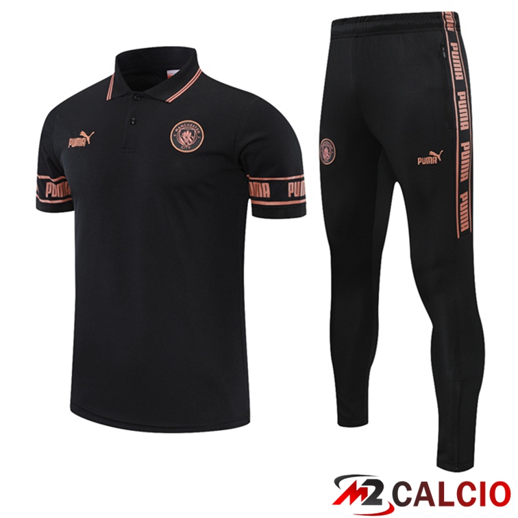 Maglie Calcio Personalizzate,Tute Calcio Squadre,Maglia Nazionale Italiana Calcio | Maglia Polo Manchester City + Pantaloni Nero 2021/2022
