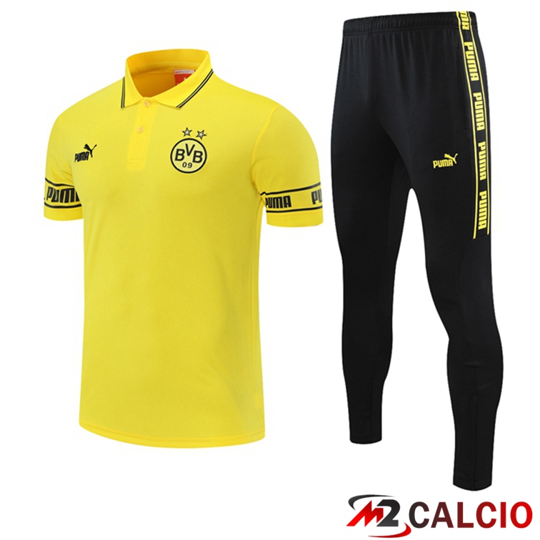 Maglie Calcio Personalizzate,Tute Calcio Squadre,Maglia Nazionale Italiana Calcio | Maglia Polo Dortmund + Pantaloni Giallo 2021/2022