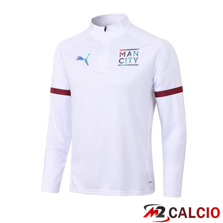 Maglie Calcio Personalizzate,Tute Calcio Squadre,Maglia Nazionale Italiana Calcio | Felpa Allenamento Manchester City Bianco 2021/2022