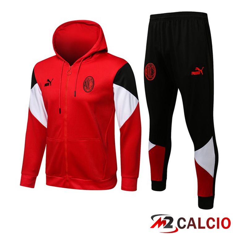 Maglie Calcio Personalizzate,Tute Calcio Squadre,Maglia Nazionale Italiana Calcio | Giacca Con Cappuccio Tuta AC Milan Rosso 2021/2022
