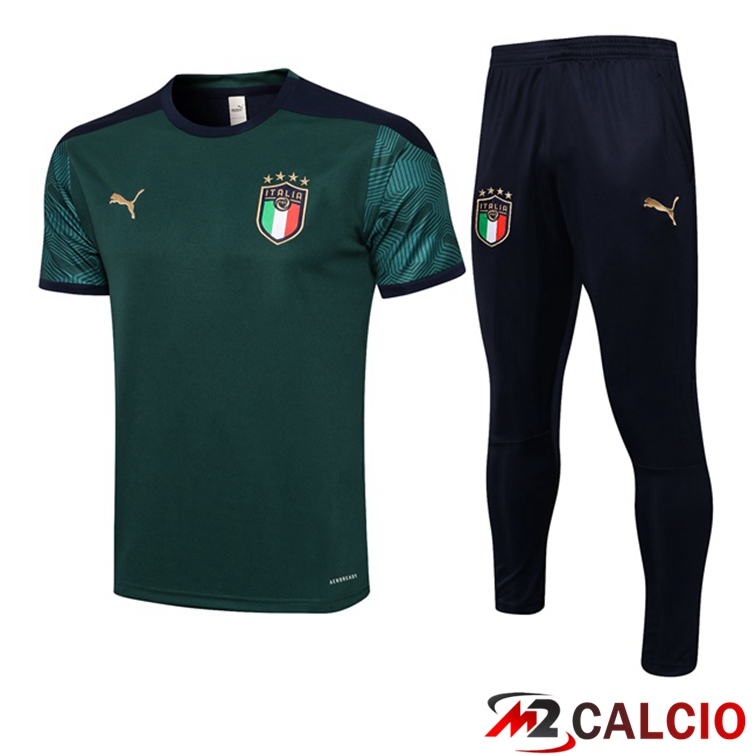 Maglie Calcio Personalizzate,Tute Calcio Squadre,Maglia Nazionale Italiana Calcio | Maglia Allenamento Italia + Pantaloni Verde 2021/2022