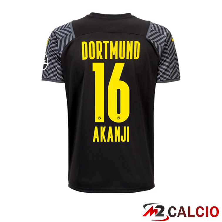 Maglie Calcio Personalizzate,Tute Calcio Squadre,Maglia Nazionale Italiana Calcio | Maglia Dortmund (Akanji 16) Donna Seconda Nero 2021/22