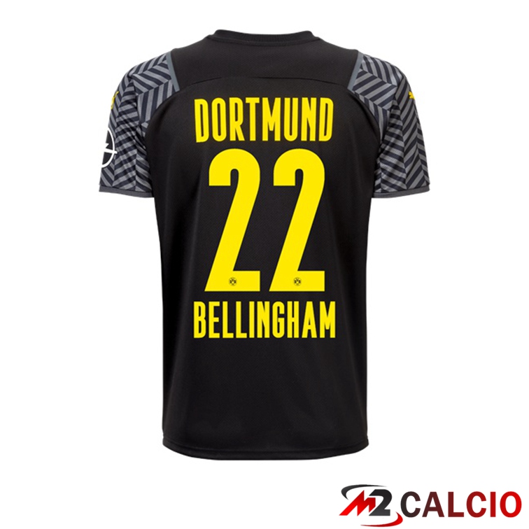 Maglie Calcio Personalizzate,Tute Calcio Squadre,Maglia Nazionale Italiana Calcio | Maglia Dortmund (Bellingham 22) Donna Seconda Nero 2021/22