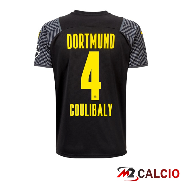 Maglie Calcio Personalizzate,Tute Calcio Squadre,Maglia Nazionale Italiana Calcio | Maglia Dortmund (Coulibaly 4) Donna Seconda Nero 2021/22