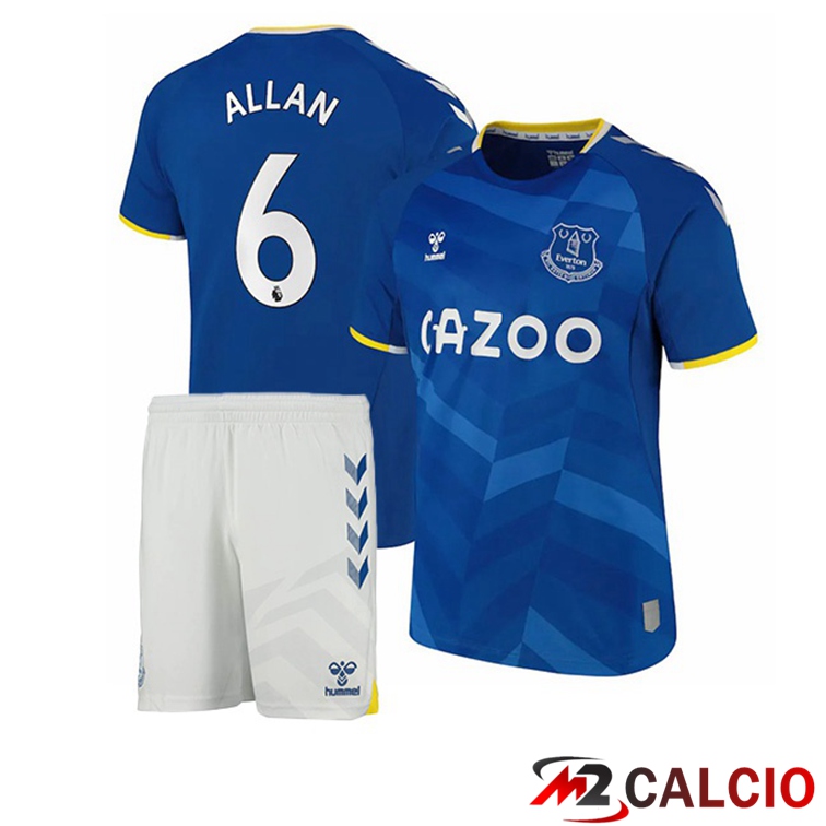 Maglie Calcio Personalizzate,Tute Calcio Squadre,Maglia Nazionale Italiana Calcio | Maglia FC Everton (Allan 6) Bambino Prima Blu 2021/22