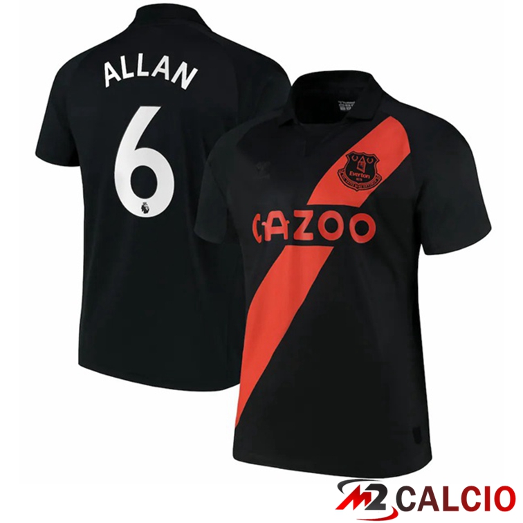 Maglie Calcio Personalizzate,Tute Calcio Squadre,Maglia Nazionale Italiana Calcio | Maglia FC Everton (Allan 6) Seconda Nero 2021/22
