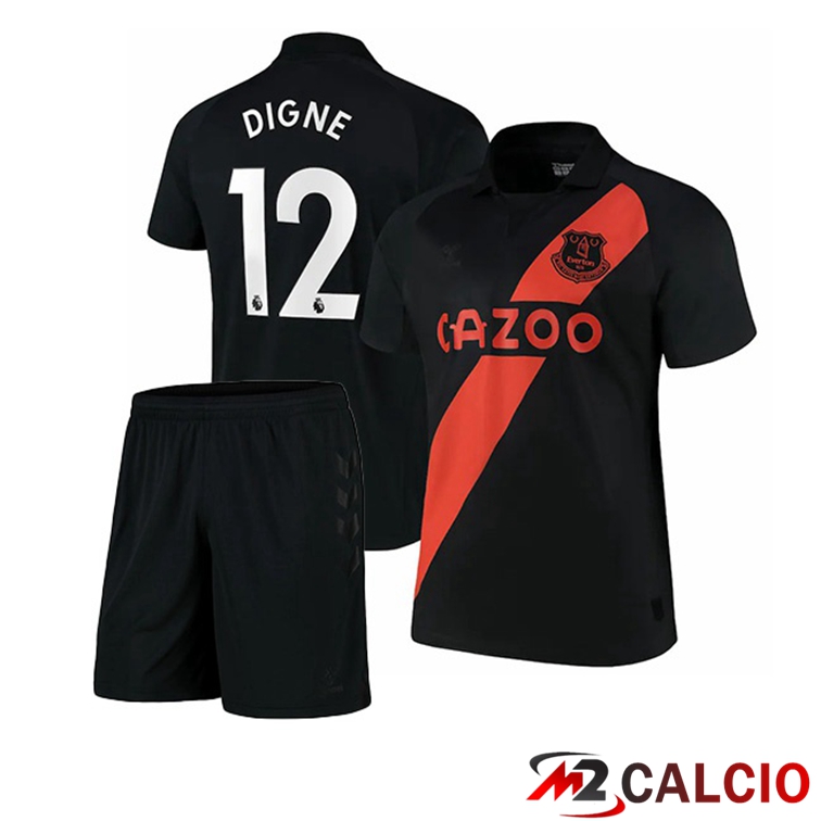 Maglie Calcio Personalizzate,Tute Calcio Squadre,Maglia Nazionale Italiana Calcio | Maglia FC Everton (Digne 12) Bambino Seconda Nero 2021/22