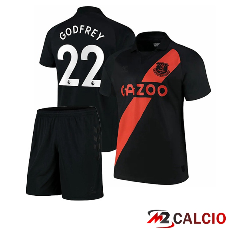 Maglie Calcio Personalizzate,Tute Calcio Squadre,Maglia Nazionale Italiana Calcio | Maglia FC Everton (Godfrey 22) Bambino Seconda Nero 2021/22