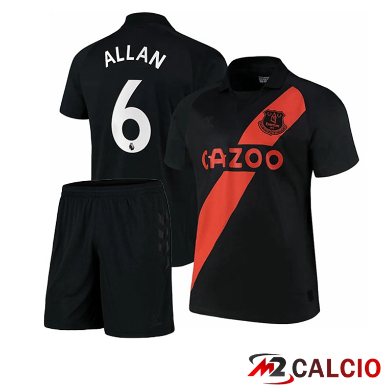 Maglie Calcio Personalizzate,Tute Calcio Squadre,Maglia Nazionale Italiana Calcio | Maglia FC Everton (Allan 6) Bambino Seconda Nero 2021/22