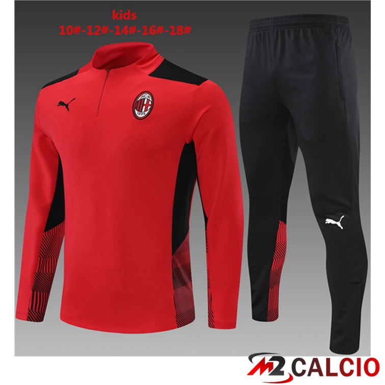 Maglie Calcio Personalizzate,Tute Calcio Squadre,Maglia Nazionale Italiana Calcio | Tuta Calcio Bambino AC Milan Rosso 2021/2022