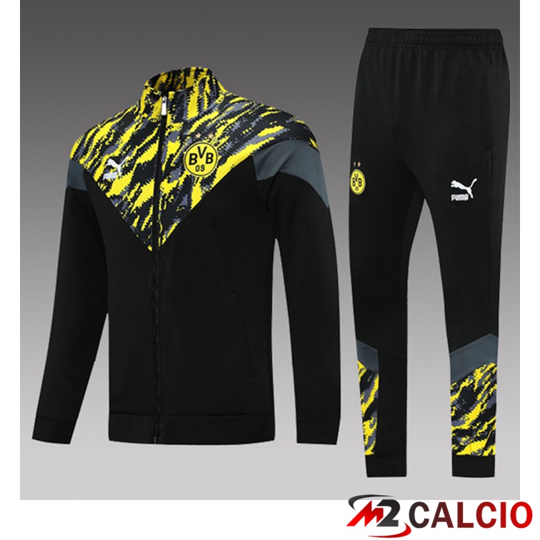 Maglie Calcio Personalizzate,Tute Calcio Squadre,Maglia Nazionale Italiana Calcio | Tuta Calcio Bambino Dortmund Nero Giallo 2021/2022