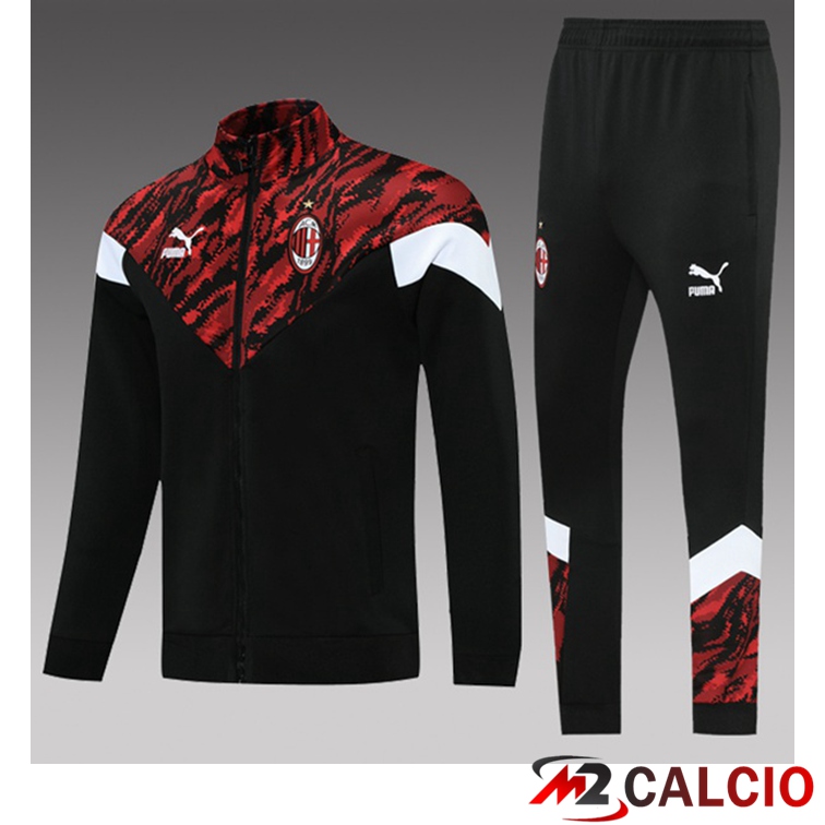 Maglie Calcio Personalizzate,Tute Calcio Squadre,Maglia Nazionale Italiana Calcio | Tuta Calcio Bambino AC Milan Nero Rosso 2021/2022