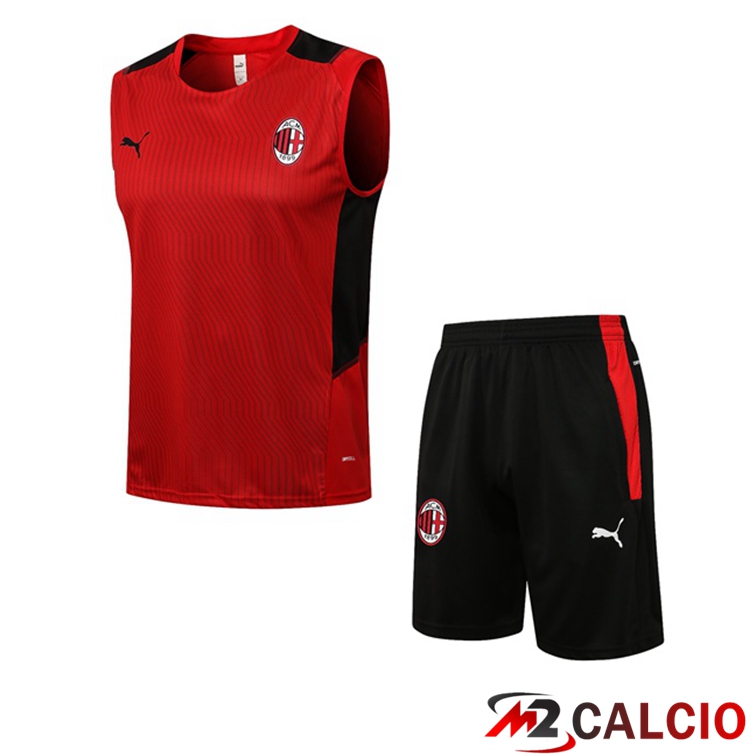 Maglie Calcio Personalizzate,Tute Calcio Squadre,Maglia Nazionale Italiana Calcio | Canotta Calcio AC Milan + Pantaloncini Rosso 2021/2022