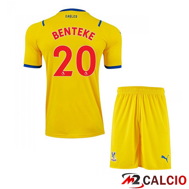 Maglie Calcio Personalizzate,Tute Calcio Squadre,Maglia Nazionale Italiana Calcio | Maglia Crystal Palace (BENTEKE 20) Bambino Seconda Giallo 2021/22