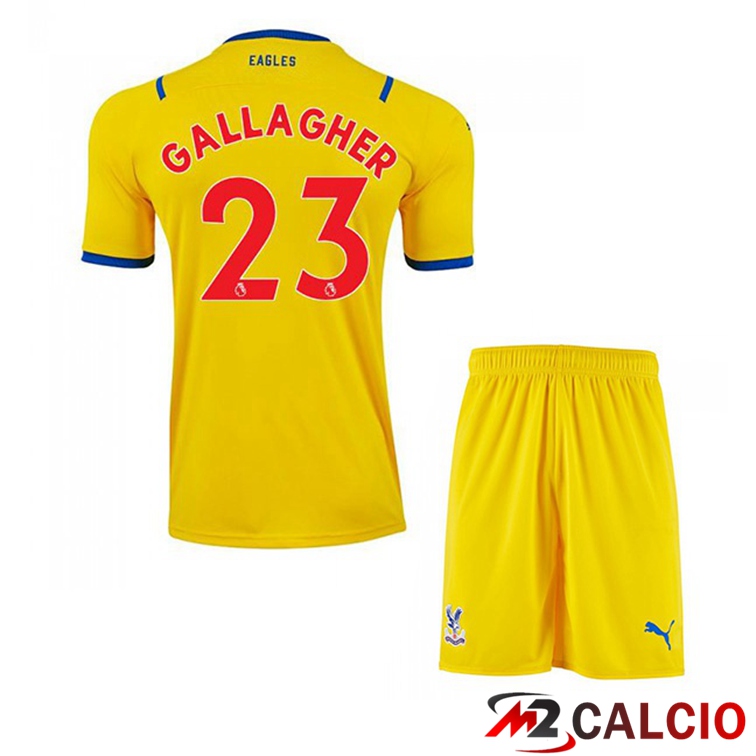 Maglie Calcio Personalizzate,Tute Calcio Squadre,Maglia Nazionale Italiana Calcio | Maglia Crystal Palace (GALLAGHER 23) Bambino Seconda Giallo 2021/22