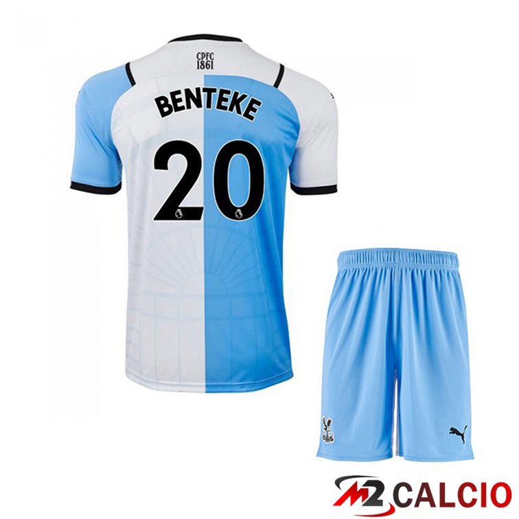 Maglie Calcio Personalizzate,Tute Calcio Squadre,Maglia Nazionale Italiana Calcio | Maglia Crystal Palace (BENTEKE 20) Bambino Terza Bianco/Blu 2021/22