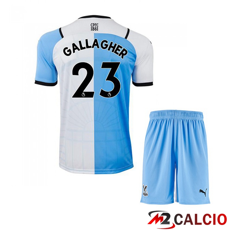 Maglie Calcio Personalizzate,Tute Calcio Squadre,Maglia Nazionale Italiana Calcio | Maglia Crystal Palace (GALLAGHER 23) Bambino Terza Bianco/Blu 2021/22
