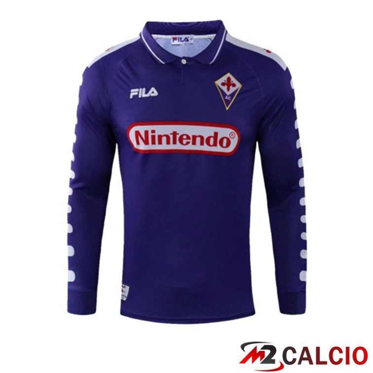Maglie Calcio Personalizzate,Tute Calcio Squadre,Maglia Nazionale Italiana Calcio | Maglie Calcio ACF Fiorentina Retro Prima Purple Manica Lunga 1998-1999