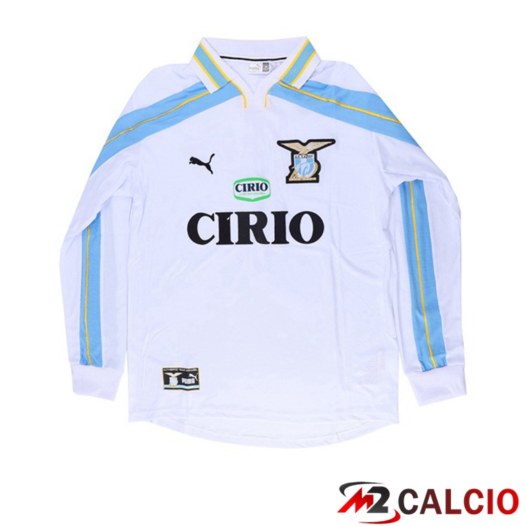 Maglie Calcio Personalizzate,Tute Calcio Squadre,Maglia Nazionale Italiana Calcio | Maglie Calcio SS Lazio Retro Seconda Manica Lunga Bianco 1999-2000