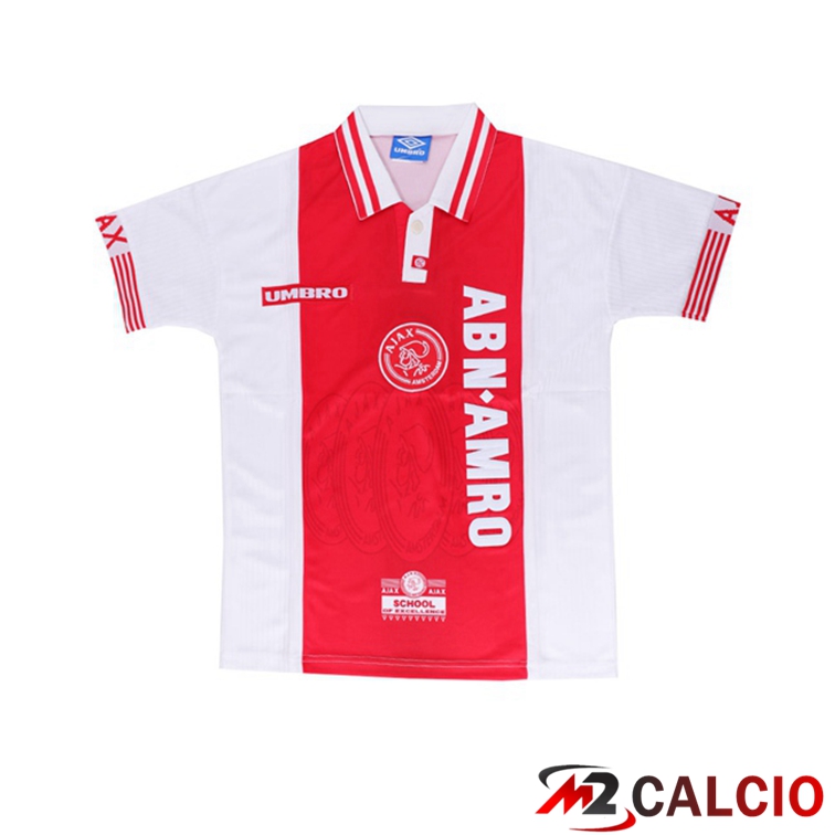 Maglie Calcio Personalizzate,Tute Calcio Squadre,Maglia Nazionale Italiana Calcio | Maglie Calcio AFC Ajax Retro Prima Bianco Rosso 1997-1998