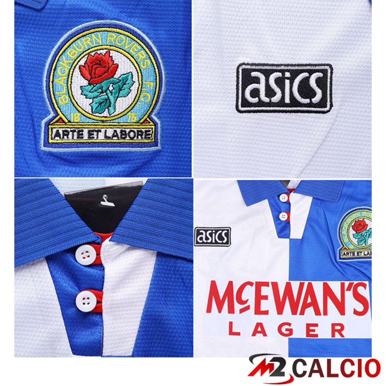 Maglie Calcio Blackburn Rovers Retro Prima Blu Bianco 1994-1995