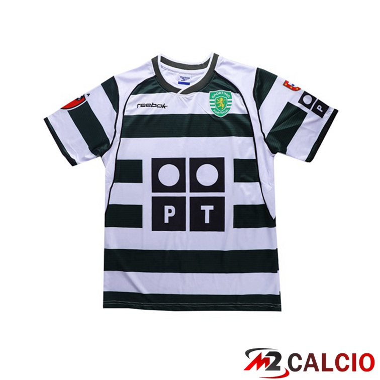 Maglie Calcio Personalizzate,Tute Calcio Squadre,Maglia Nazionale Italiana Calcio | Maglie Calcio Sporting CP Retro Prima Verde Bianco 2001-2003