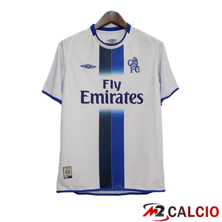 Maglie Calcio Personalizzate,Tute Calcio Squadre,Maglia Nazionale Italiana Calcio | Maglie Calcio FC Chelsea Retro Seconda Bianco 2003-2005