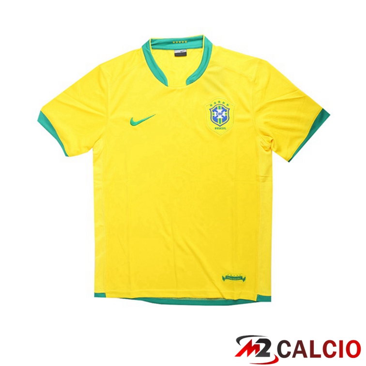 Maglie Calcio Personalizzate,Tute Calcio Squadre,Maglia Nazionale Italiana Calcio | Maglie Calcio Brasile Retro Prima Giallo 2006