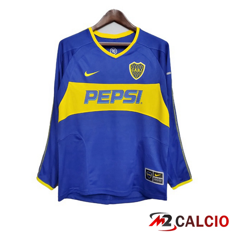 Maglie Calcio Personalizzate,Tute Calcio Squadre,Maglia Nazionale Italiana Calcio | Maglie Calcio Boca Juniors Retro Prima Manica Lunga Blu 2003-2004