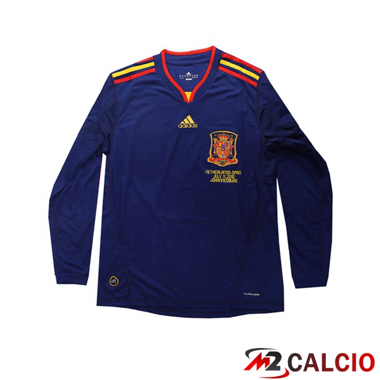 Maglie Calcio Personalizzate,Tute Calcio Squadre,Maglia Nazionale Italiana Calcio | Maglie Calcio Spagna Retro Seconda Manica Lunga Blu 2010